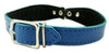 Blue Genuine leather Designer Dog Collar 11"x3/4" with Studs, Daisy, and Rhinestone