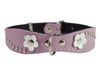 Genuine leather Designer Dog Collar 14.5"x1" with Studs, Daisy, and Rhinestone