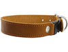 Tan Quick Release Genuine Leather Classic Dog Collar 1" Wide Adjustable Fits 15"-18" Neck Medium to Large