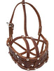 Secure Real Leather Dog Mesh Basket Muzzle Brown (Circum. 16.5", Snout Length 4.5")
