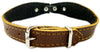 Brown Genuine leather Designer Dog Collar 11"x3/4" with Studs, Daisy, and Rhinestone