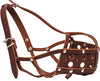 Secure Real Leather Dog Mesh Basket Muzzle Brown (Circum. 16.5", Snout Length 4.5")