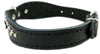 Black Genuine Leather Designer Dog Collar 11"x3/4" with Studs, Daisy, and Rhinestone