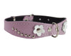 Genuine leather Designer Dog Collar 14.5"x1" with Studs, Daisy, and Rhinestone