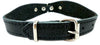 Black Genuine Leather Designer Dog Collar 11"x3/4" with Studs, Daisy, and Rhinestone