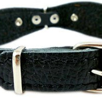 Black Genuine Leather Designer Dog Collar 11"x3/4" with Studs, Daisy, and Rhinestone