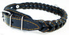 Genuine Leather Braided Dog Collar 11"-14" Neck, 7/8" Wide, Black
