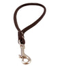 Round Genuine Rolled Handle Leather Dog Short Leash 12" Long 3/8" Wide Brown for Medium Breeds