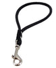 Round Genuine Rolled Handle Leather Dog Short Leash 12" Long 3/8" Wide Black for Medium Breeds