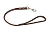 Round Genuine Rolled Leather Dog Short Leash 24" Long 3/8" Wide Brown for Medium Breeds