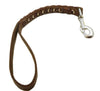 Brown Leather Braided Dog Traffic Leash Short 15" Long