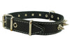 Dogs My Love Real Leather Black Spiked Dog Collar Spikes, 1" Wide. Fits 14"-17" Neck, Medium Breeds.
