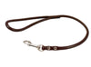 Round Genuine Rolled Leather Dog Short Leash 24" Long 3/8" Wide Brown for Medium Breeds