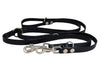 Dogs My Love Black 6 Way Euro Leather Dog Leash, Adjustable Lead 49"-94" Long, 3/4" Wide (18 mm)