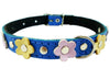 Genuine Leather Designer Dog Collar Daisy Studs. 11.5" x1/2" Wide. Fits 8"-10" Neck Poodle, Puppies