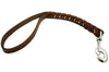 Brown Leather Braided Dog Traffic Leash Short 15" Long