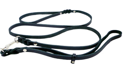 Slip Leash in Black Genuine Leather Lead and Collar system, Total 6' (Leash itself 54