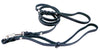Slip Leash in Black Genuine Leather Lead and Collar system, Total 6' (Leash itself 54" Long)