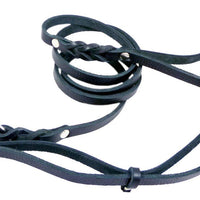 Slip Leash in Black Genuine Leather Lead and Collar system, Total 6' (Leash itself 54" Long)