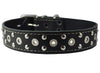 Genuine Leather Studded Dog Collar 22"x1.4" Black Fits 14.5"-18" Neck