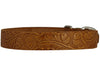 Genuine Tooled Leather Dog Collar Floral Pattern Tan 3 Sizes