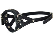 Adjustable Leather Loop Bite Bark Control Easy Fit Dog Muzzle Black. Fits 8"-10" Snout.