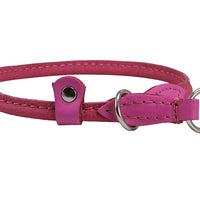 Round High Quality Genuine Rolled Leather Choke Dog Collar Pink