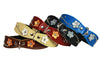Brown Genuine leather Designer Dog Collar 11"x3/4" with Studs, Daisy, and Rhinestone