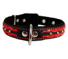 Genuine Leather Braided Studded Dog Collar,Red on Black 1.25" Wide. Fits 16"-20.5" Neck.