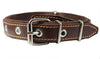 Genuine Leather Braided Studded Dog Collar, Brown 1.25" Wide. Fits 16"-20.5" Neck.