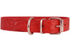 Genuine Tooled Leather Dog Collar Floral Pattern Red 3 Sizes