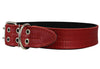 Genuine Leather Dog Collar, Padded Red, 1.5" Wide. Fits 14"-18" Neck Size , Medium