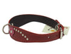 Red Genuine leather Designer Dog Collar 11"x3/4" with Studs, Daisy, and Rhinestone