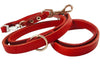 6-Way Multifunctional Leather Dog Leash, Adjustable Schutzhund Lead 49"-94" Long, 5/8" Wide (15 mm) Red