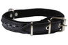 Genuine Leather Braided Dog Collar, Black 1" Wide. Fits 14"-18" Neck.