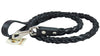 4-thong Round Fully Braided Genuine Leather Dog Leash, 4 Ft x 3/4" (20mm) Black, XLarge Breeds