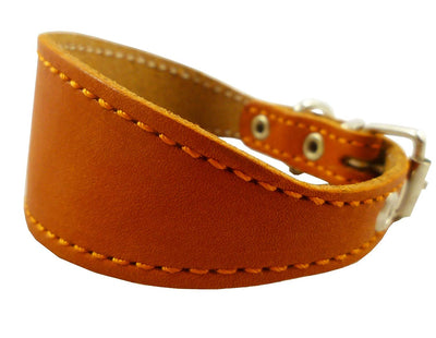 Orange Real Leather Tapered Dog Collar 1,5