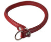 Round Genuine Rolled Leather Choke Dog Collar 19" Long Red