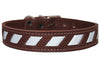 Genuine Leather Reflective Dog Collar 26"x1.5" Brown Fits 18"-23" Neck