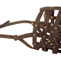 Genuine Leather Dog Basket Dog Muzzle #111 (Circumf 14.3", Snout Length 4"), Rottweiler, Pitbull
