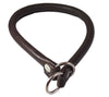 Round Genuine Rolled Leather Choke Dog Collar 21" Long Brown