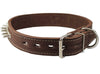 Thick Genuine Real Leather Spiked Dog Collar 1.5" Wide Brown Sized to Fit 18"-22.5" Neck