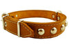 Genuine 1" Wide Thick Leather Studded Dog Collar. Fits 14"-17" Neck, Medium Breeds.