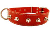 Dogs My Love Real Leather Red Spiked Dog Collar Spikes, 1.5" Wide. Fits 17"-21.5" Neck Large Breeds