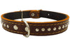 Genuine Leather Studded Padded Dog Collar 18" Long 3/4" Wide Fits 12"-14.5" Neck