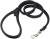 Dogs My Love 4ft Long Round Genuine Rolled Leather Dog Leash Black