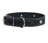 Genuine Leather Studded Dog Collar, Black, 1.25" Wide. Fits 15"-18.5" Neck . Amstaff
