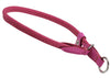 Round High Quality Genuine Rolled Leather Choke Dog Collar Pink