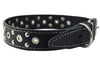 Genuine Leather Studded Dog Collar 22"x1.4" Black Fits 14.5"-18" Neck