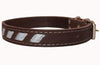 Genuine Leather Reflective Dog Collar 24"x1" Brown Fits 17"-21.5" Neck